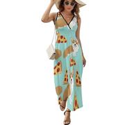 JiuPopular Vestido sin mangas, vestido de perro salchicha de Navidad, vestido largo casual de verano con cuello en V para laydies, Corgi, XL