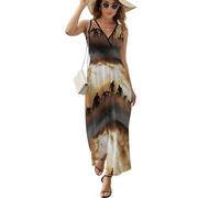 JiuPopular Vestido sin mangas, vestido vintage de la bandera británica, cuello en V, vestido largo casual para verano, Zombies Dead Men Walking Body at Night, 5XL