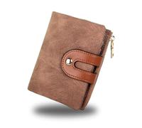 Jiusely Cartera pequeña de cuero plegable 4pa, Brown, 12.5cm * 9.5cm * 2cm, Retro