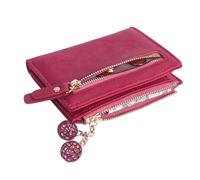 Jiusely Carteras pequeñas para mujer, monedero pequeño de cuero con botón de metal y bolsillo para monedas con cremallera, múltiples ranuras para tarjetas y compartimentos, cartera corta plegable para