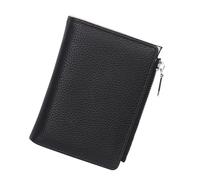 Jiusely Monedero para mujer, pequeño monedero de cuero con cremallera para mujer, cartera plegable compacta para mujer, tarjetero de crédito con ranura para múltiples tarjetas, Black, Minimalista