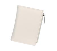 Jiusely Monedero para mujer, pequeño monedero de cuero con cremallera para mujer, cartera plegable compacta para mujer, tarjetero de crédito con ranura para múltiples tarjetas, Blanco roto