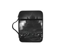 JIUTY 1 bolsa de mano impresa con diseño de calaveras blancas y negras con asa resistente, funda protectora para culto a la iglesia y peregrinación