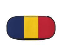 JIUTY Bandera de Chad lindo estética de gran capacidad cremallera lápiz casos pluma, organizador de escritorio portátil para adultos, negro, talla única, organizador de bolsas, Negro 1, One size,