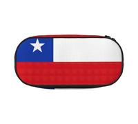 JIUTY Bandera de Chile Linda Estética Gran Capacidad Cremallera Lápiz Casos Pluma,Organizador de escritorio portátil para adultos, Negro 1, One size, Organizador de bolsas