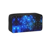 JIUTY Blue Shining Stars - Organizador de papelería con estampado de estrellas brillantes, bolsa grande de poliéster con cremallera suave para adolescentes, viajes de trabajo escolar