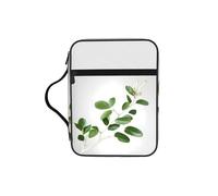 JIUTY Bolsa de mano blanca con diseño de ramitas de vegetación natural con asa resistente, funda protectora de transporte para culto a la iglesia y peregrinación