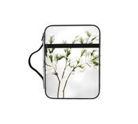 JIUTY Bolsa de mano blanca natural con diseño de ramas verdes y con asa resistente, funda protectora para culto a la iglesia y peregrinación