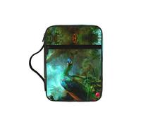 JIUTY Bolsa de mano colorida con estampado de pavo real con asa resistente, funda protectora para culto a la iglesia y peregrinación