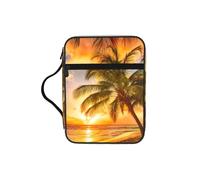 JIUTY Bolsa de mano con diseño de palmera tropical y puesta de sol con asa resistente, funda protectora de transporte para culto a la iglesia y peregrinación