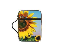 JIUTY Bolsa de mano con estampado de girasoles y flores con asa resistente, funda protectora para culto a la iglesia y peregrinación