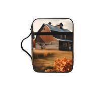 JIUTY Bolsa de mano con estampado de granero de otoño con asa resistente, funda protectora para culto a la iglesia y peregrinación