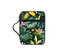 JIUTY Bolsa de mano con estampado de hojas tropicales con flores y asa resistente, funda protectora para culto a la iglesia y peregrinación