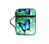 JIUTY Bolsa de mano con estampado de mariposa azul con asa resistente para llevar a la iglesia y peregrinación