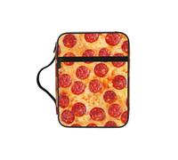 JIUTY Bolsa de mano con estampado de pizza y pepperoni en 3D con asa resistente, funda protectora de transporte para culto a la iglesia y peregrinación