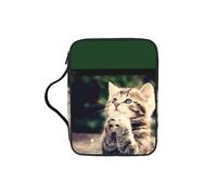 JIUTY Bolsa de mano de la Biblia con estampado de gato con asa resistente, funda protectora para culto a la iglesia y peregrinación