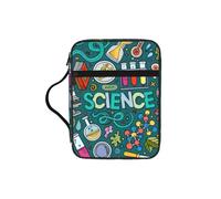 JIUTY Bolsa de mano de la Biblia impresa con diseño de ciencia de dibujos animados con asa resistente, funda protectora para culto a la iglesia y peregrinación