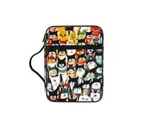 JIUTY Bolsa de mano de la Biblia impresa con muchos gatos de dibujos animados con asa resistente, funda protectora para culto a la iglesia y peregrinación