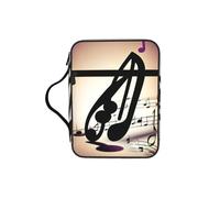 JIUTY Bolsa de mano de la Biblia impresa con patrones de notas musicales con asa resistente, funda protectora para culto a la iglesia y peregrinación