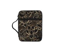 JIUTY Bolsa de mano para Biblia con estampado de flores de loto dorado bohemio con asa resistente, funda protectora para culto a la iglesia y peregrinación