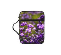 JIUTY Bolsa de mano para Biblia con estampado de flores moradas con asa resistente, funda protectora para culto a la iglesia y peregrinación