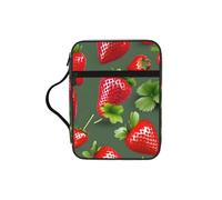 JIUTY Bonita bolsa de mano con estampado de fresas para Biblia con asa resistente, funda protectora para culto a la iglesia y peregrinación