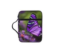 JIUTY Bonita bolsa de mano con estampado de mariposas moradas con asa resistente, funda protectora para culto a la iglesia y peregrinación