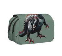 JIUTY Bonito estuche para lápices con impresión Dinosa de gran capacidad, bolsa de papelería para niños con doble capa para escuela, oficina, universidad, Black, Talla única, Organizador de bolsas