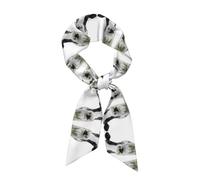 JIUTY Bufanda de seda para mujer, diseño de cabeza de vaca divertida, color negro y blanco, para primavera, otoño, bufandas, bufandas, ropa para el cuello, para vestidos de noche, viajes, Negro, talla