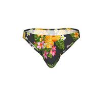 JIUTY Calzoncillos de bikini contemporáneos con estampado hawaiano de piña tropical para hombre, ropa interior de talle bajo, moderna, transpirable, impresión única, regalo, Negro, L