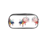 JIUTY Colorido teclado de piano música elegante estuche transparente con cremallera suave, bolsa de papelería multiusos para la escuela y la oficina