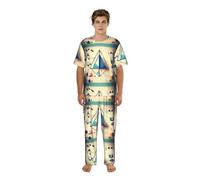 JIUTY Conjunto de ropa de casa para hombre con estampado de cálculo g e matemáticas, camiseta de cuello redondo, pantalones relajados, pijamas estampados, regalos para padres hermanos, Negro, 3XL