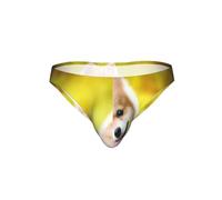 JIUTY Cute Puppy Dog in Spring Park Print - Calzoncillos de bikini contemporáneos para hombre, ropa interior de talle bajo, moderna, transpirable, impresión única, regalo, Negro, L
