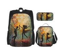 JIUTY Dance with Music - Mochila escolar de 16 pulgadas con fiambrera, mochilas grandes para primaria y preescolar, Black, Talla única, Juego de mochila escolar