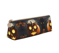 JIUTY Estuche escolar con diseño de búho, calabaza, feliz Halloween, estuche para bolígrafos para niños, estuche pequeño con cremallera para lápices, bolígrafos, marcadores, maquillaje, monedas, White