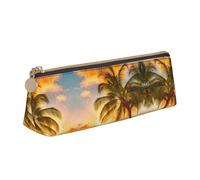 JIUTY Estuche escolar con diseño de palmera tropical y puesta de sol para niños, estuche pequeño con cremallera para lápices, bolígrafos, marcadores, maquillaje, monedas, White, Talla única
