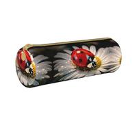JIUTY Estuche para lápices con cremallera, diseño de mariquita, diseño de flores, para estudiantes, artistas, oficina, trabajo, escuela, White, Talla única, Organizador de bolsas