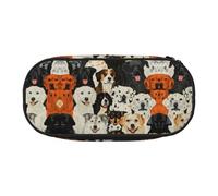 JIUTY Estuche para lápices con cremallera y bonito diseño de perros, organizador portátil de escritorio de oficina para adultos, Black, Talla única, Organizador de bolsas