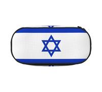 JIUTY Estuche para lápices con cremallera y diseño de bandera israelí, organizador portátil de escritorio de oficina para adultos, Black, Talla única, Organizador de bolsas