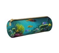 JIUTY Estuche para lápices con cremallera y diseño de pez azul para estudiantes, artistas, oficina, trabajo, escuela, White, Talla única, Organizador de bolsas