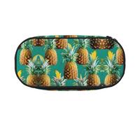 JIUTY Estuche para lápices con cremallera y diseño de piña tropical, diseño hawaiano, organizador portátil de escritorio de oficina para adultos, Black, Talla única, Organizador de bolsas
