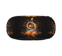 JIUTY Estuche para lápices con cremallera y diseño de símbolo de música, organizador portátil de escritorio de oficina para adultos, Black, Talla única, Organizador de bolsas