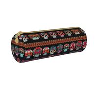 JIUTY Estuche para lápices con estampado de calavera mexicana con cremallera, soportes para bolígrafos para estudiantes, artistas, oficina, trabajo, escuela, White, Talla única, Organizador de bolsas