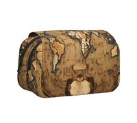 JIUTY Estuche para lápices de gran capacidad con estampado de mapa del mundo con doble capa, para escuela, oficina, universidad, Black, Talla única, Organizador de bolsas