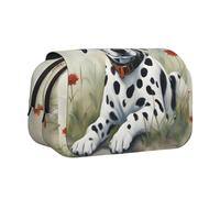 JIUTY Estuche para lápices de gran capacidad con impresión dálmata, bolsa de papelería para niños con doble capa para escuela, oficina, universidad, Black, Talla única, Organizador de bolsas