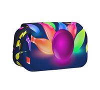 JIUTY Estuche para lápices de gran capacidad con impresión de bolas de bolos, bolsa de papelería para niños con doble capa para escuela, oficina, universidad, Black, Talla única, Organizador de bolsas