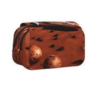 JIUTY Estuche para lápices de gran capacidad con impresión de Mars Planet, bolsa de papelería para niños con doble capa para escuela, oficina, universidad, Black, Talla única, Organizador de bolsas