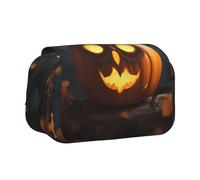 JIUTY Estuche para lápices de gran capacidad, diseño de búho, calabaza, feliz Halloween, con doble capa, para escuela, oficina, universidad, Black, Talla única, Organizador de bolsas