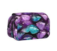 JIUTY Estuche para lápices de gran capacidad, estampado de sirena, rosa pastel, morado, aguamarina, bolsa de papelería para niños, con doble capa, para escuela, oficina, universidad, Black, Talla