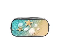 JIUTY Estuche transparente con diseño de estrella de mar y conchas marinas con cremallera suave, bolsa de papelería multiusos para la escuela y la oficina